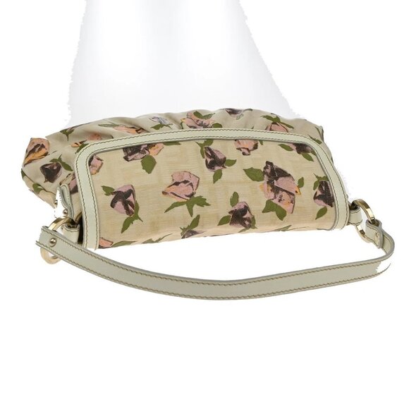 FENDI Logo Zucca Pattern Flower Hand Bag Canvas Leather Beige Pink Italy 88KB429 - Picture 5 of 15